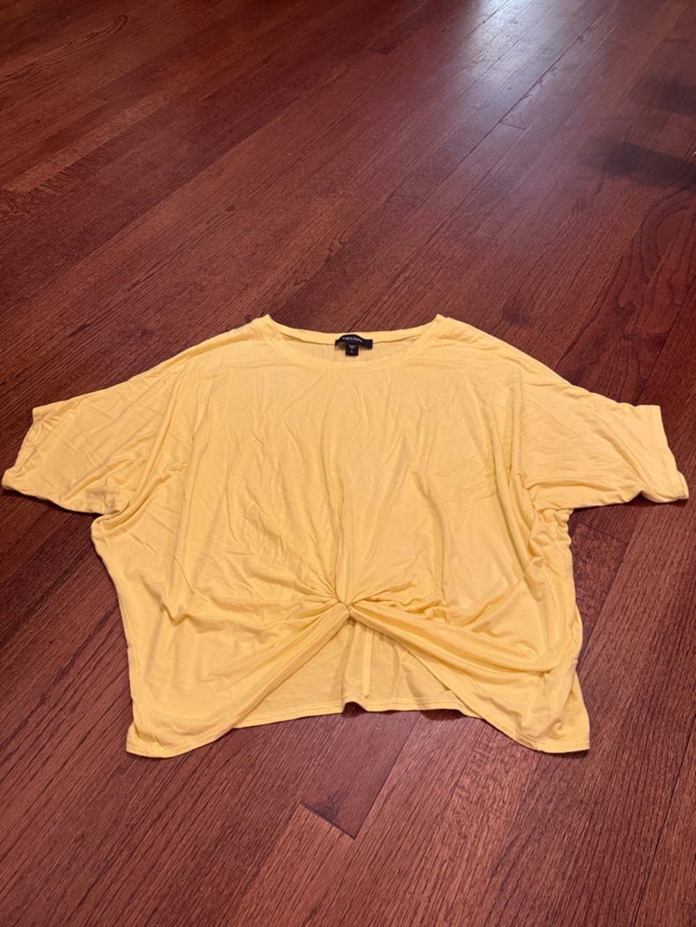 Karen Kane Yellow Twist-Front Crop Top